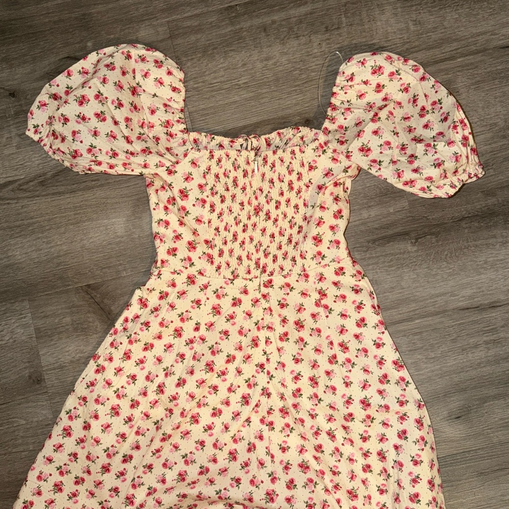 Moon River Floral Puff Sleeve Midi Dress floral print - Picture 3 of 15